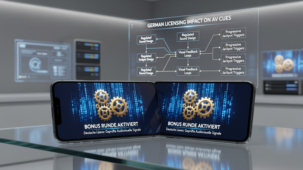 Visualisierung von lizenzierten progressiven Slot-Bonus-Runden mit gedämpften visuellen Effekten auf einem Smartphone-Display