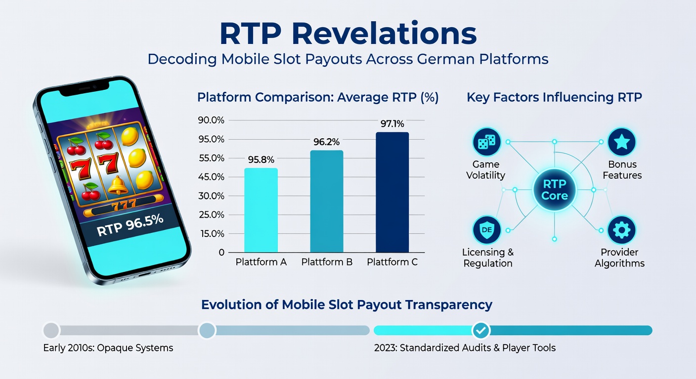 Vergleichstabelle mit RTP-Durchschnitten und Top-Slots von Plattformen wie Tipico, Lottohelden und Wildz, inklusive Balkendiagrammen