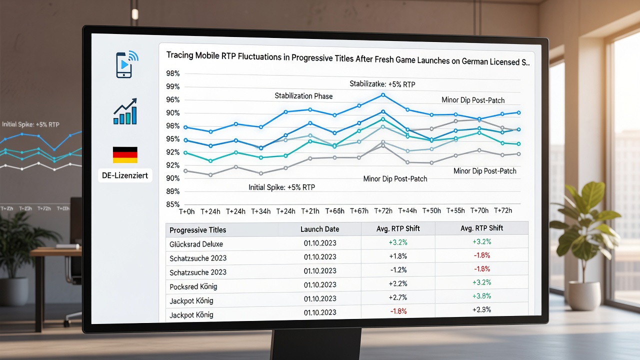 Grafik mit RTP-Kurven und Jackpot-Entwicklung auf mobilen Geräten nach Spielstarts